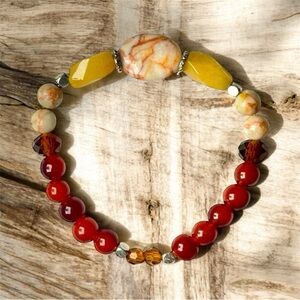 Red Spiderweb Jasper & Carnelian Bracelet